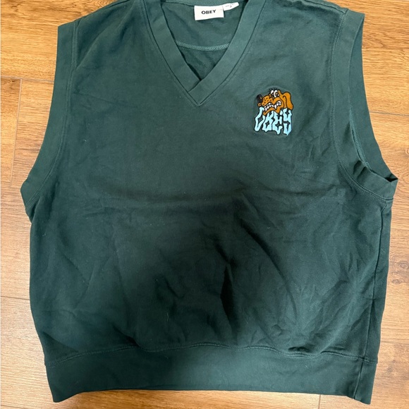 Obey Forest Green V-Neck Top - Picture 1 of 2